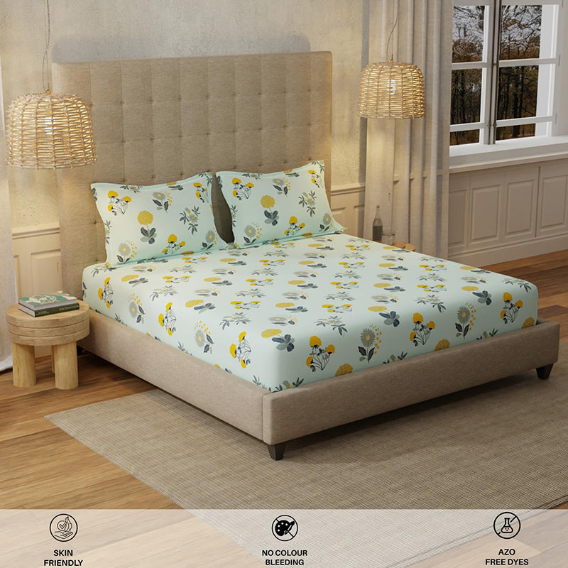 Urban Space Radiance Sky Blue Cotton Bedsheet - 200 TC media 5