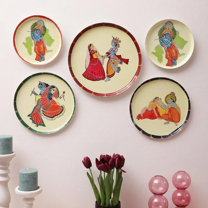 Radhey Krishna Iron Wall Plate - Set Of Five media 1