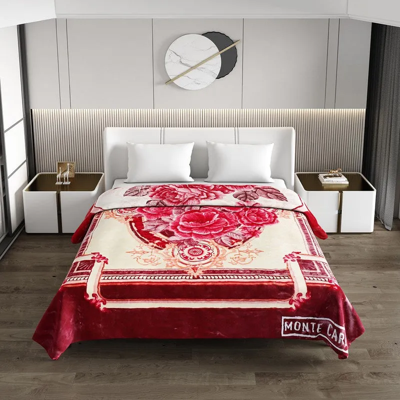Monte Carlo Crimson Elegance Blanket - 800 GSM media 4