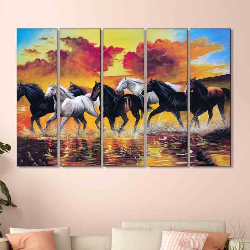 Horse Herd Wall Art - Five Piece Set
