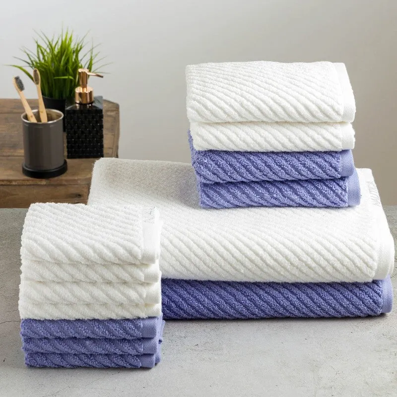 Nautica Riviera Soft Cotton Towel Set (White & Blue) - Fourteen Piece Set media 4