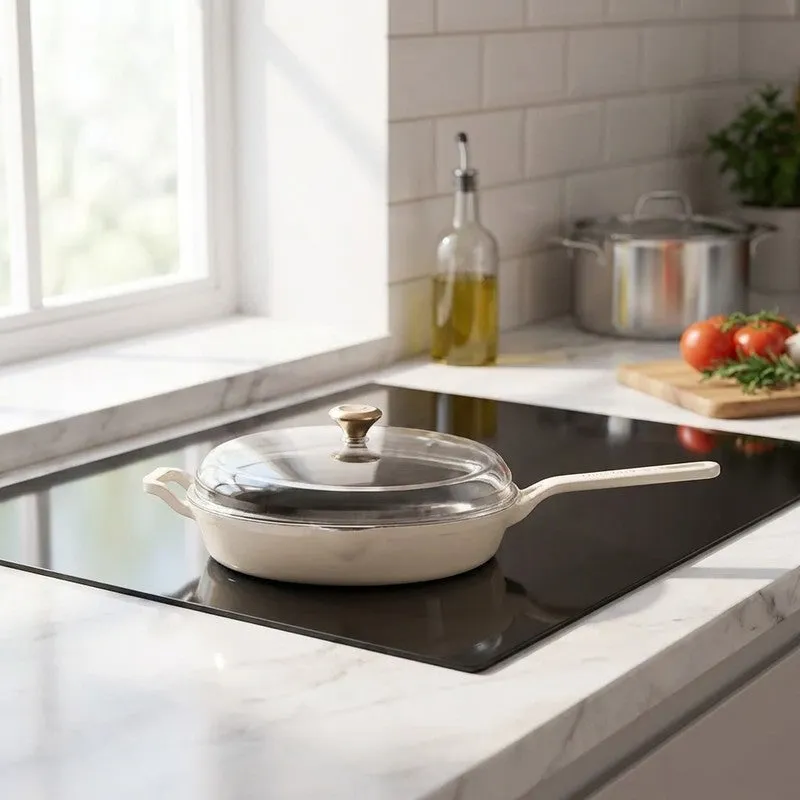 Cumin Co Enamel Cast Iron Frying Pan (White) - 2500 mL media 1