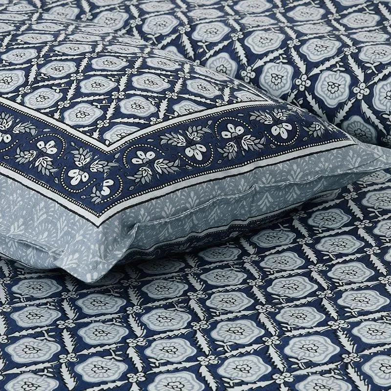 Opala Printed Cotton Bedsheet (Blue) - 160 TC media 3