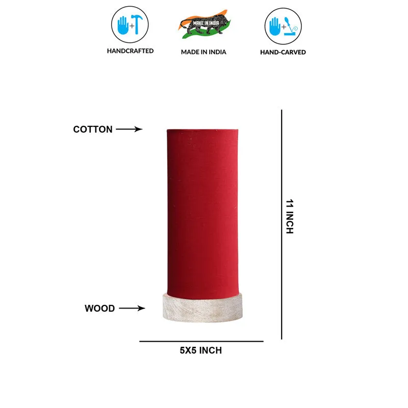 Ocra Tower Wooden Table Lamp - Red,White media 6