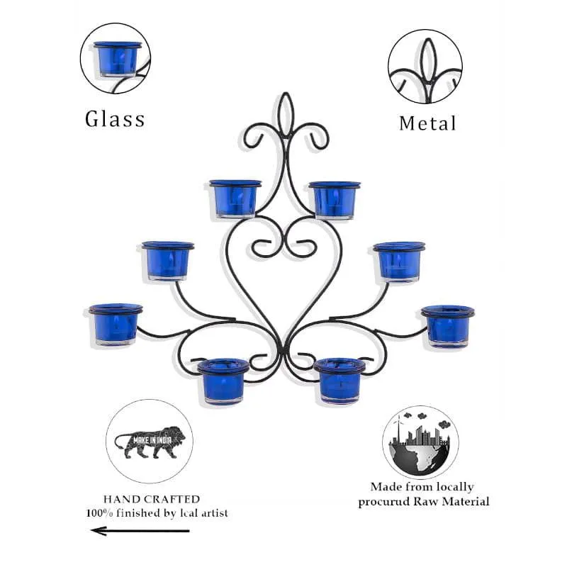 Floral Candle Holder - Blue media 5