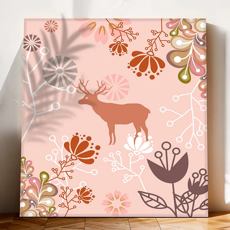 Stag & Bloom Sketch Canvas Wall Art media 3