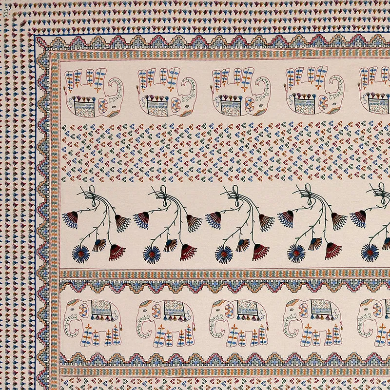 Aashvi Ethnic Cotton Bedsheet (Beige) - 180 TC media 3