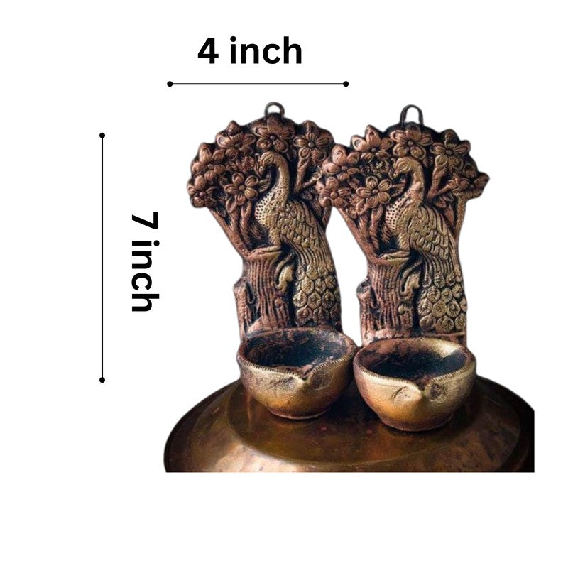 Peacock Hanging Diya - Set Of Two media 10