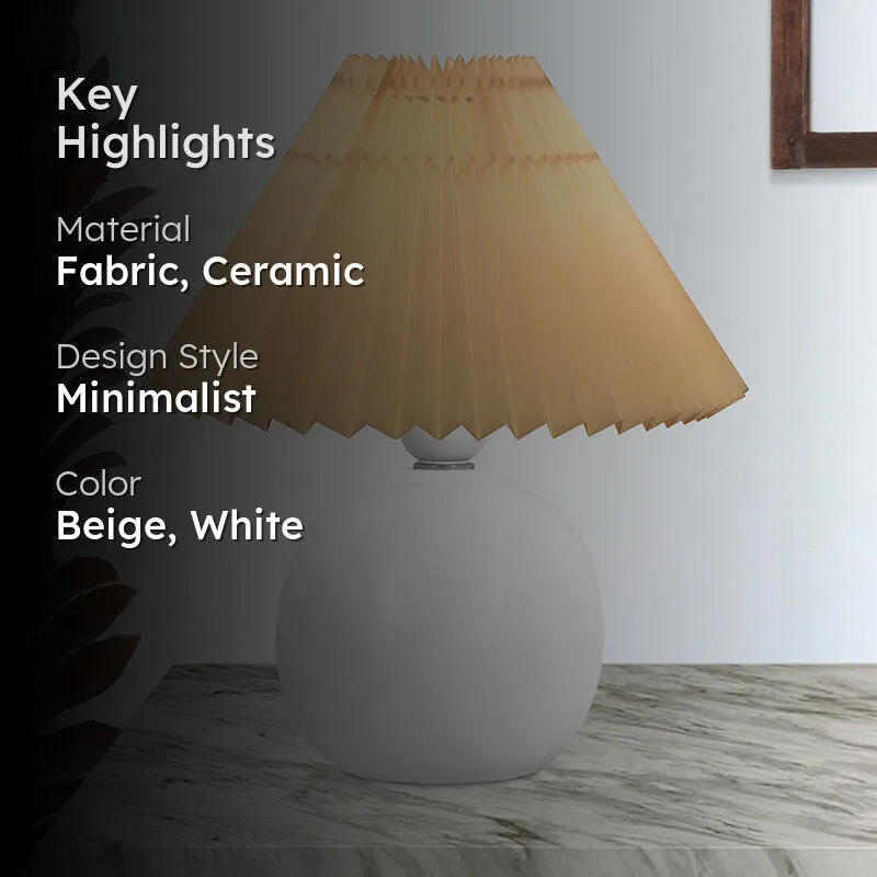 Ibex Pleated Fabric Table Lamp - Beige,White media 2