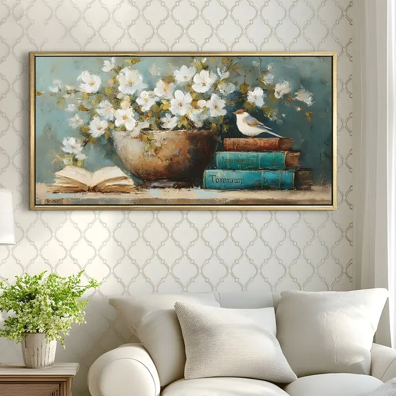 Sparrows Pause Canvas Wall Painting With Frame media 4