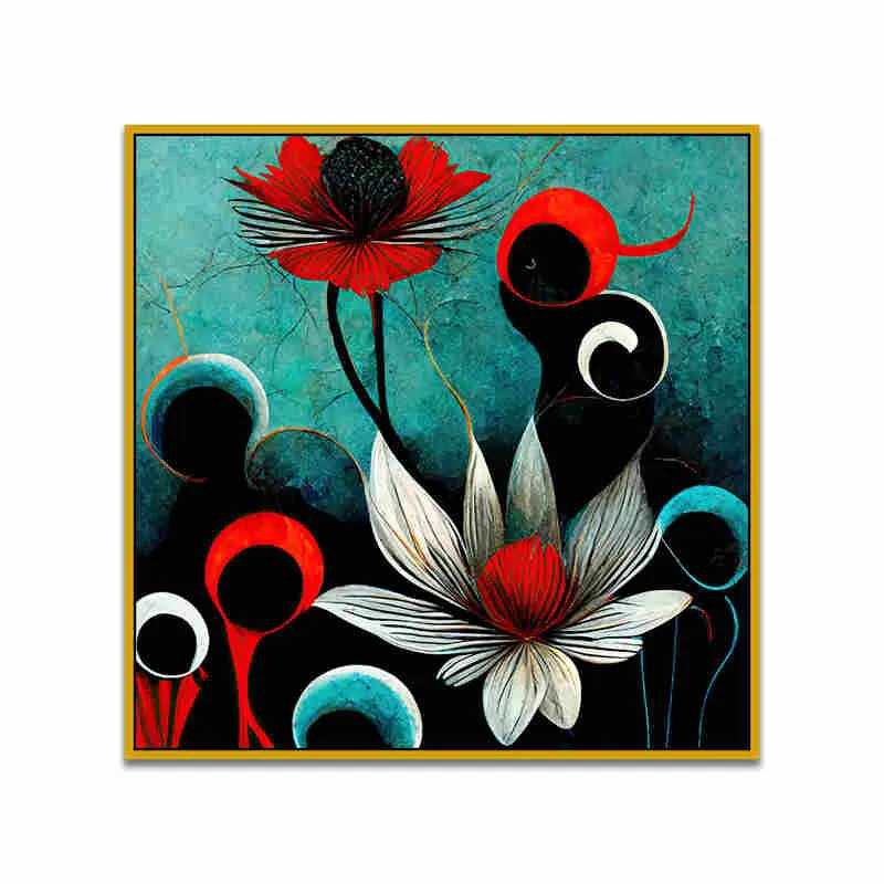 Pops Of Poppy Canvas Wall Art With Frame media 4
