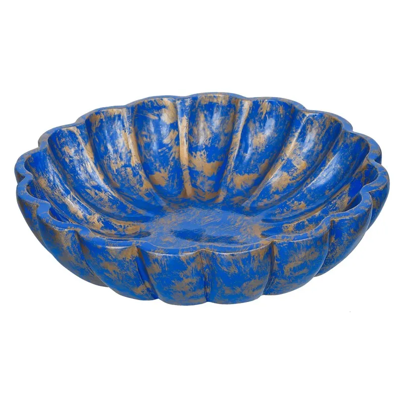 Handcrafted Floral Resin Urli - Blue media 8