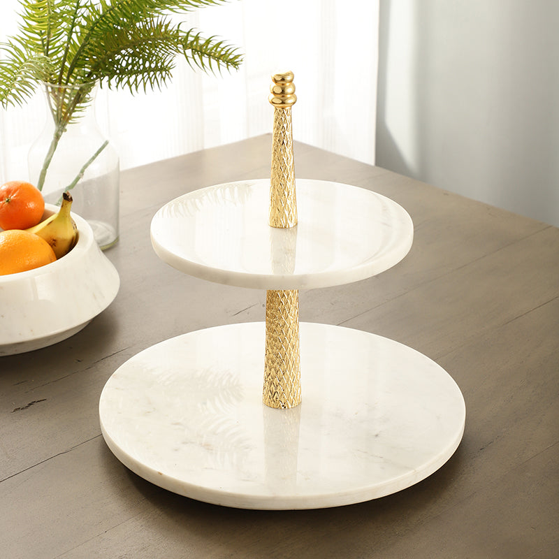 Malach Two Tiered Marble Platter - Gold media 6