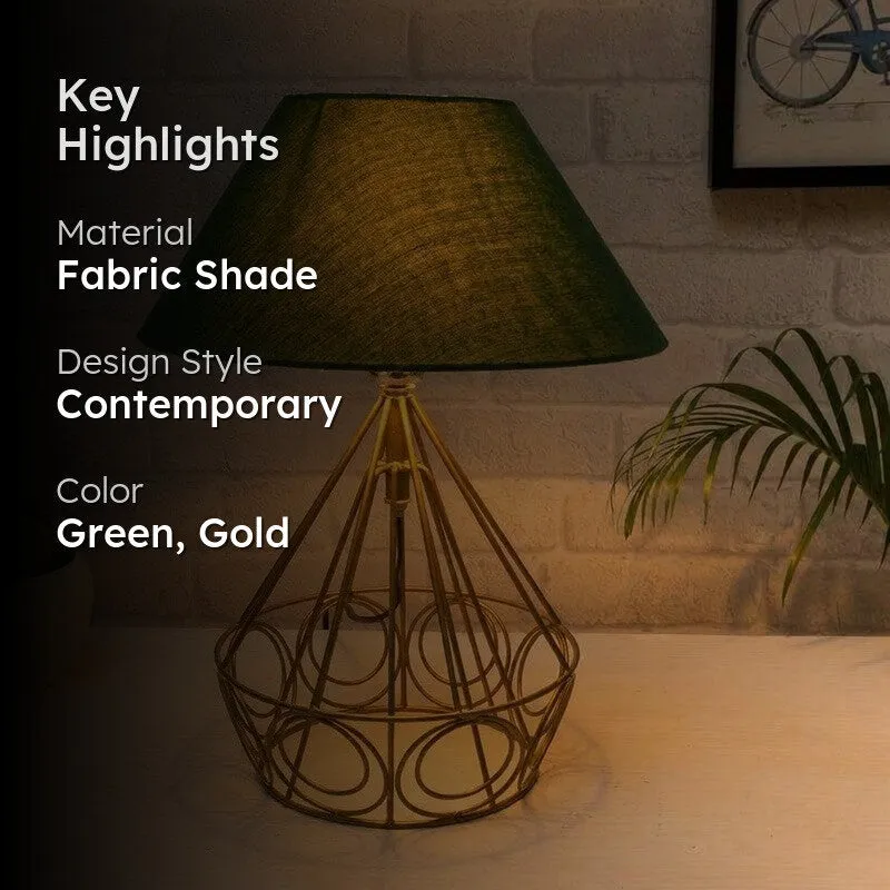 Farmhouse Fabric Table Lamp - Green,Gold media 2