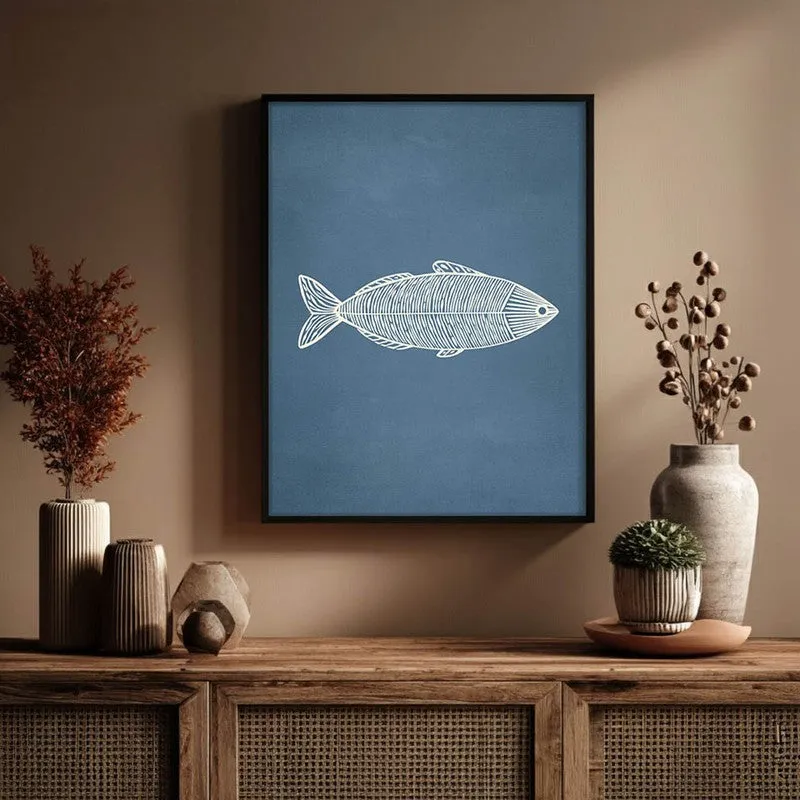 Minimal Fish Artwork Canvas Wall Painting With Black Frame media 6