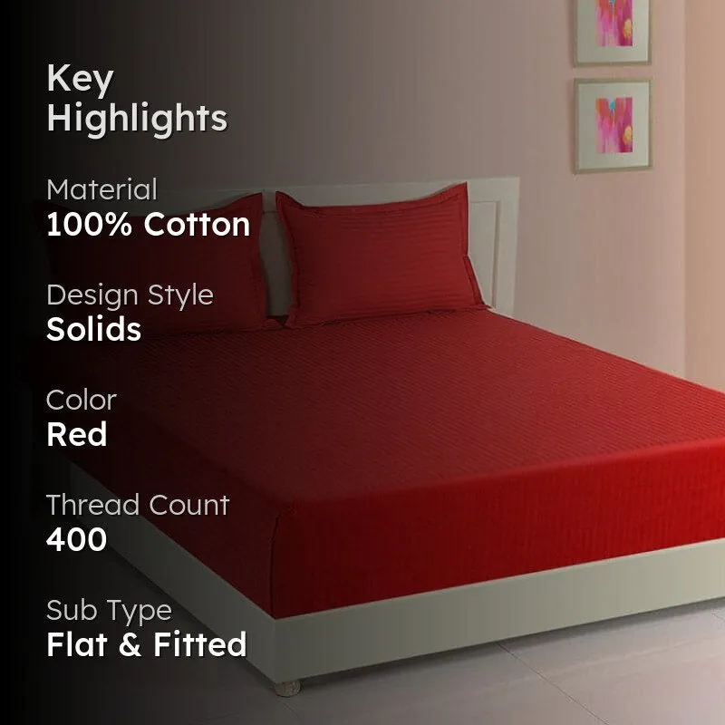 Swayam Aamodh Solid Cotton Bedsheet (Red) - 400 TC media 2