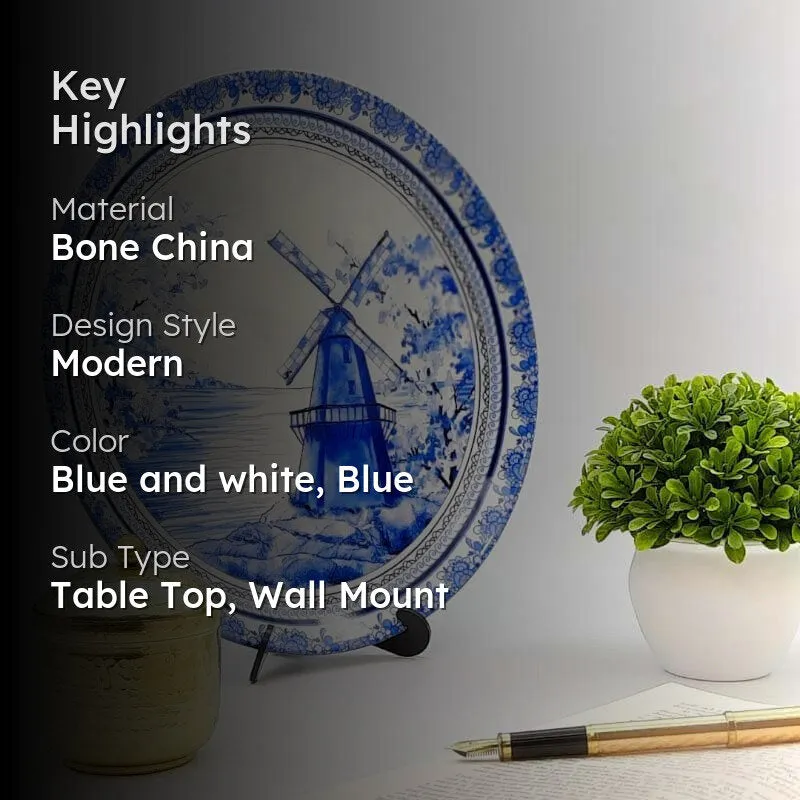 Delfware Dutch Blue Pottery Inspired Decorative Plate media 2