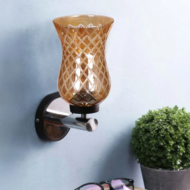 Honey Glow Chrome Amber Glass Wall Lamp media 3