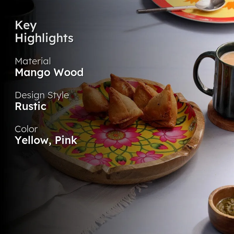BloomLine Mango Wood Round Platter media 2