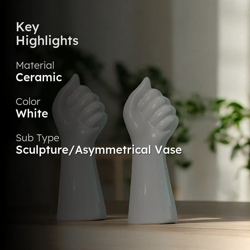 Hand Bouquet Vase (White) - Set Of Two media 2