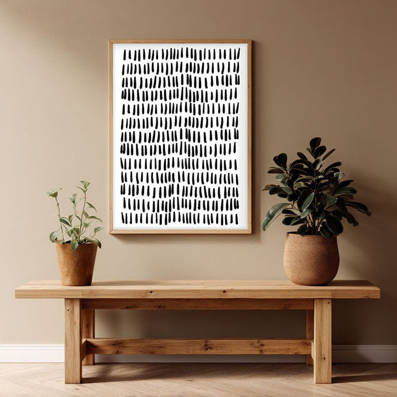 Ink & Doodle Framed Canvas Archival Canvas Wall Painting - Natural Brown Frame