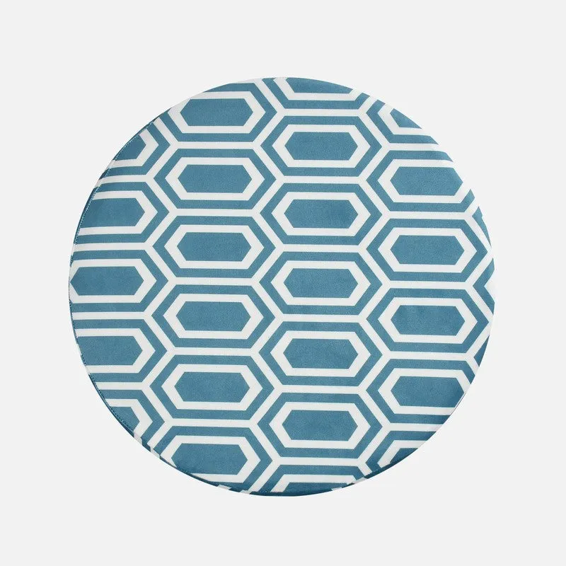 Hexora Blue Box Print Multicolor Engineered Wood Ottomans - Set Of Two media 6
