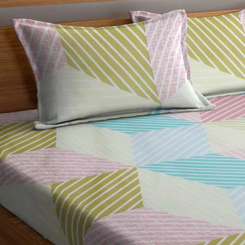 Adela Geometric Microfiber Bedsheet - 130 GSM media 4