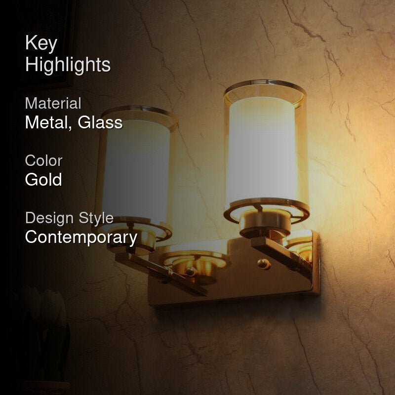 Mirell Dual Glass Wall Lamp With Metal Base media 2