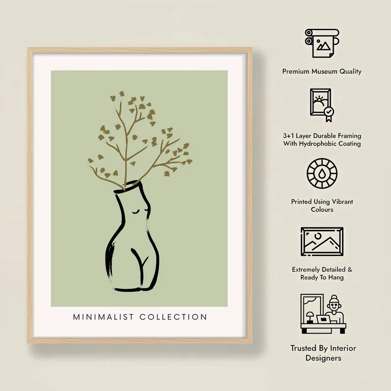 Rooted Grace Canvas Wall Painting With Brown Frame media 9