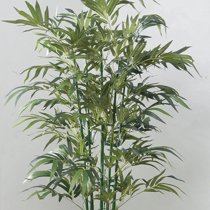 Faux Evergreen Bamboo Plant With Black Plastic Pot (6.89 ft) - Dark Green media 4