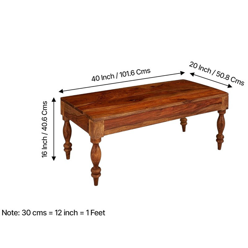Zynex Sheesham Wooden Center Table - Brown media 12