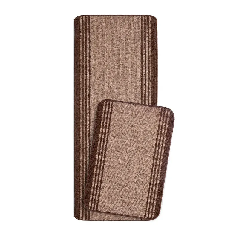 Stripe Haven Kitchen Floor Mats (Brown) - Set of Two media 3