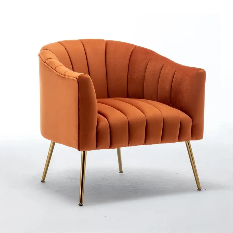 Plaino Neem Wood Accent Chair - Orange media 3