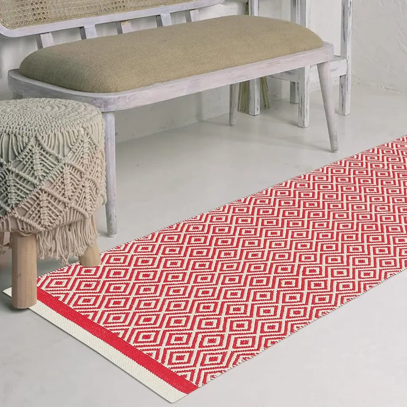 Earthica Cotton Runner Rug - Dark Red media 4