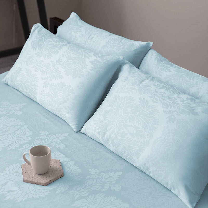 Symmetry Charm Jacquard Cotton Bedsheet (Pale Blue) - 300 TC media 7