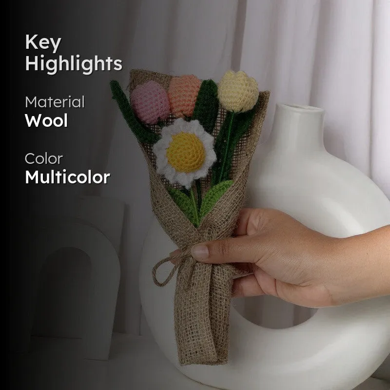 Crochet Handmade Tulip Love Bouquet - Set Of Four media 2