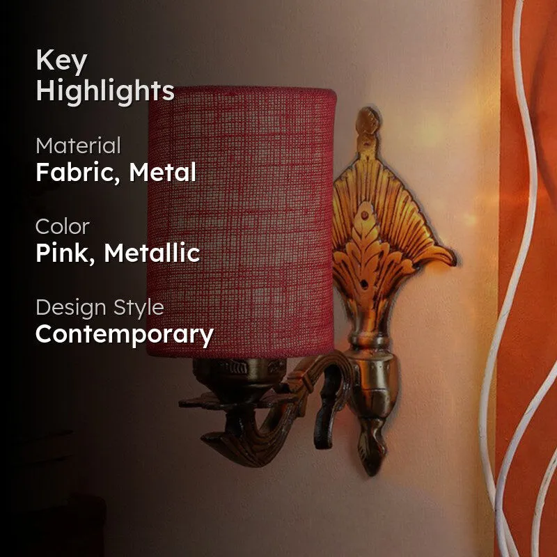 Magda Masique Cylindrical Fabric & Metal Wall Lamp - Pink media 2