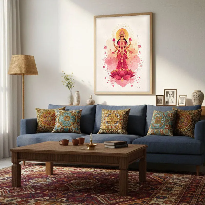 Shri Mahalaxmi Devi Divine Archival Paper Wall Art - Natural Brown Frame media 4