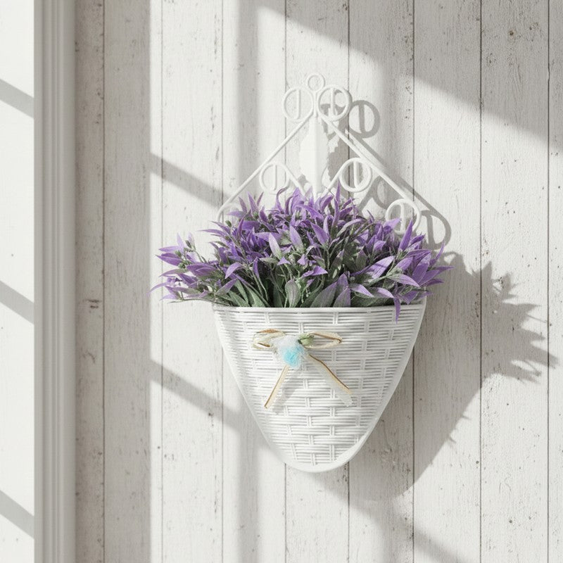 Vistara Artificial Flower With Wall Pot(Purple) - Set Of Two media 4