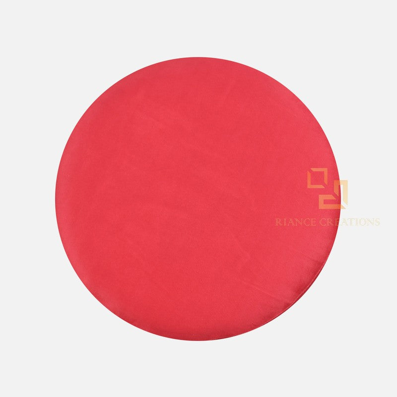 Velour Solid Velvet Pouffe - Red media 4