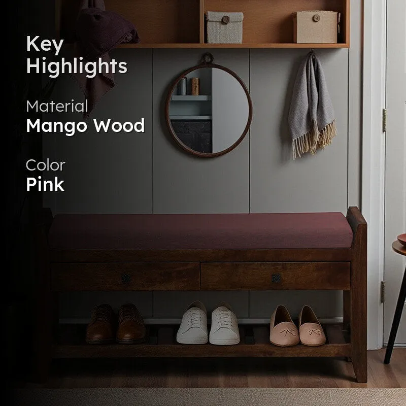 Harbor Nest Mango Wood Shoe Rack - Pink media 2