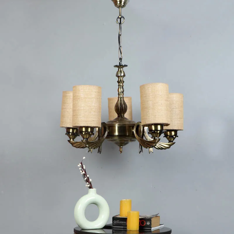 Auric Cylindrical Golden Antique Ceiling Lamp media 2