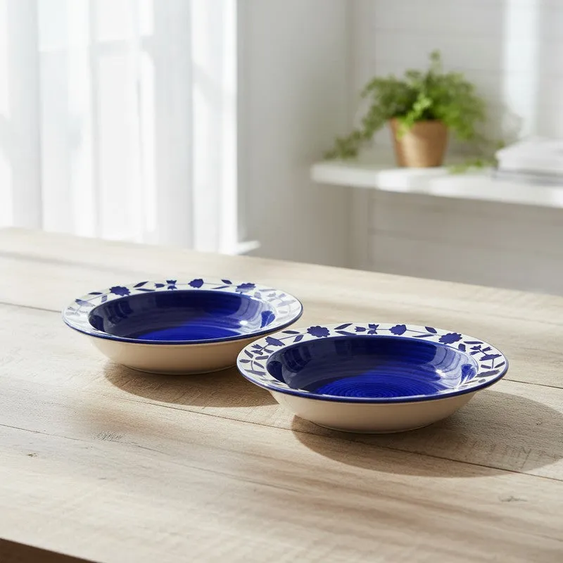 Regal Handcrafted Ceramic Pasta Plate (Blue) - Set Of Two media 1