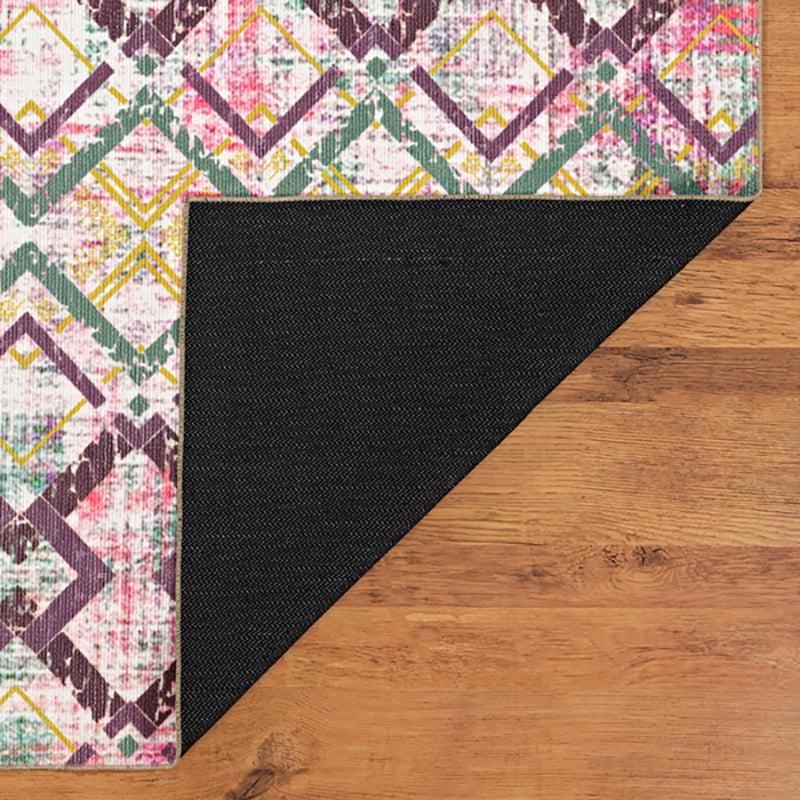 Thrain Geometric Polyester Anti-Skid Carpet - Pink media 5