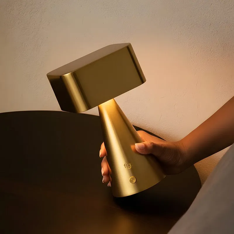 Fig Living Chrome Stainless Steel Portable Lamp - Gold media 11