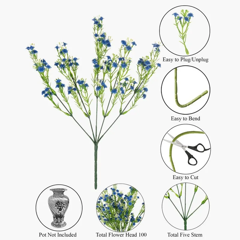 Aurevine Artificial Silk Faux Flowers (Blue,1.16 feet) - Set Of Two media 6