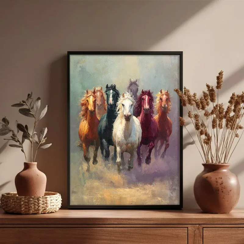 Majestic Horse Run Wall Painting With Black Frame media 6
