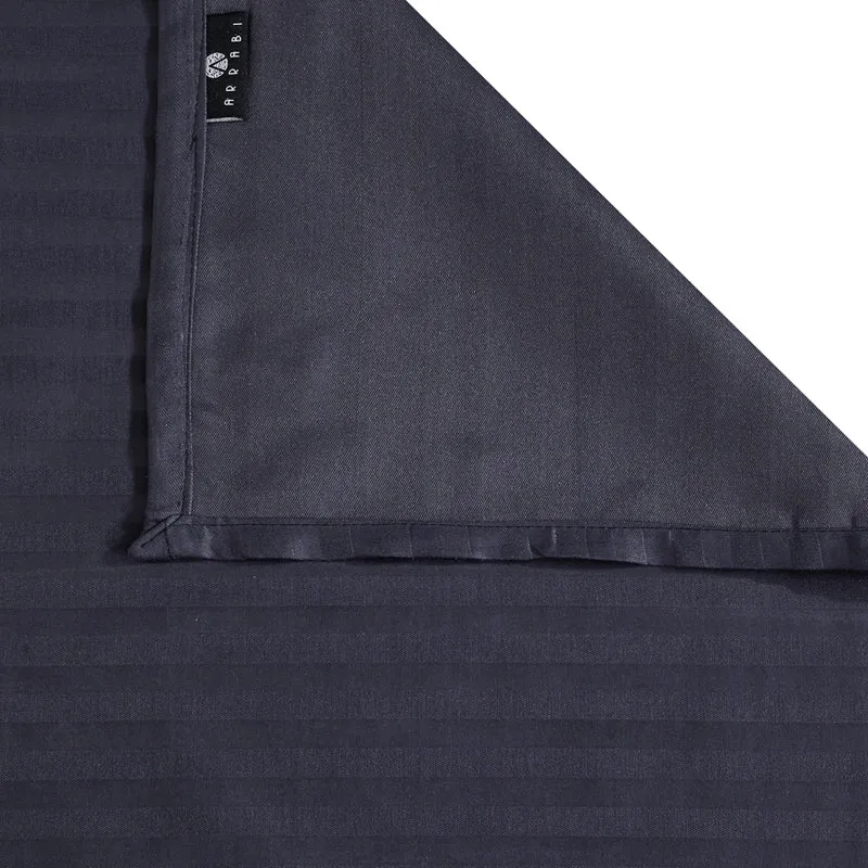 Corner detail of midnight blue diwan bedsheet fabric
