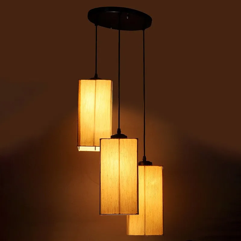 Warm Ivory Triple Metal Ceiling Lamp - Beige media 7