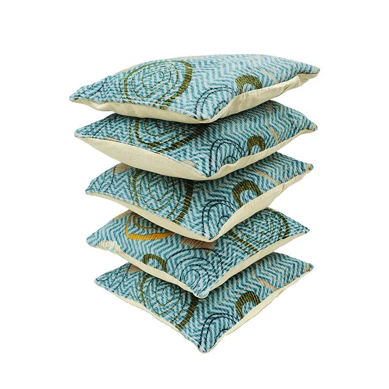 BlossomTrail Cushion Cover (Teal) - Set Of Five media 5
